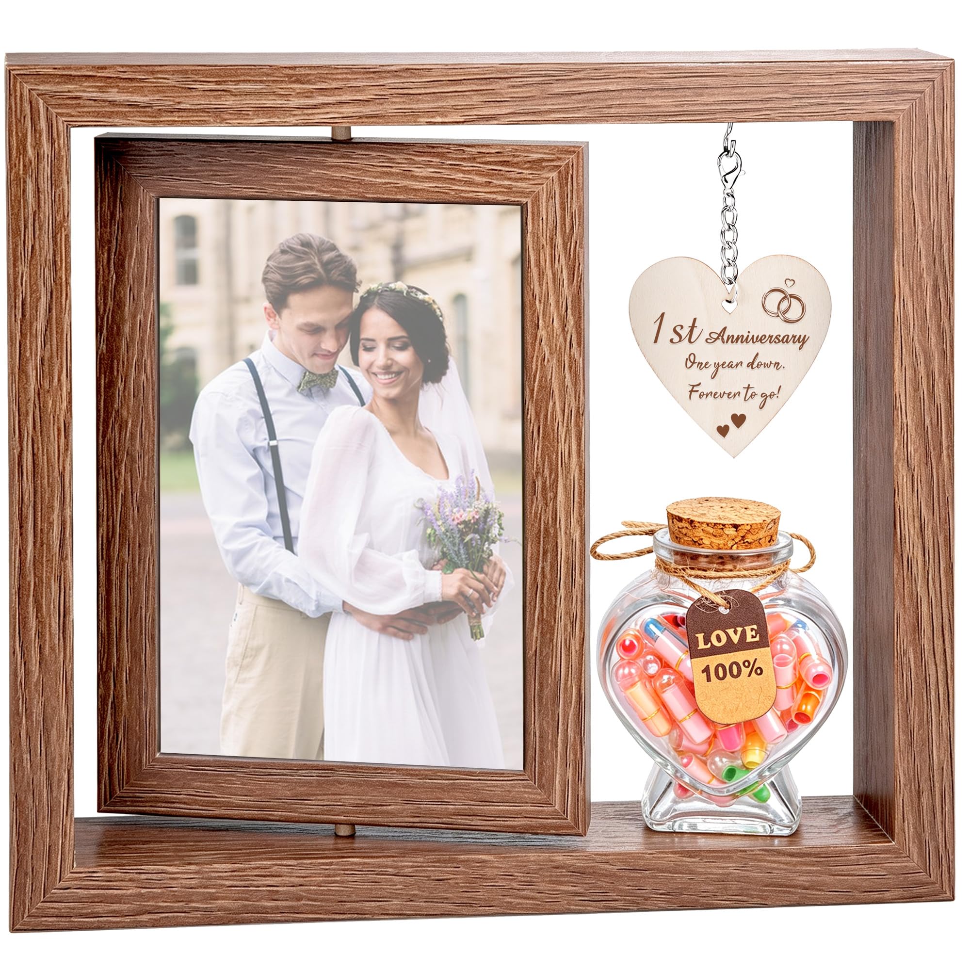 Gredstar 1st Wedding Anniversary Rotating Wooden 6x4 Photo Frame