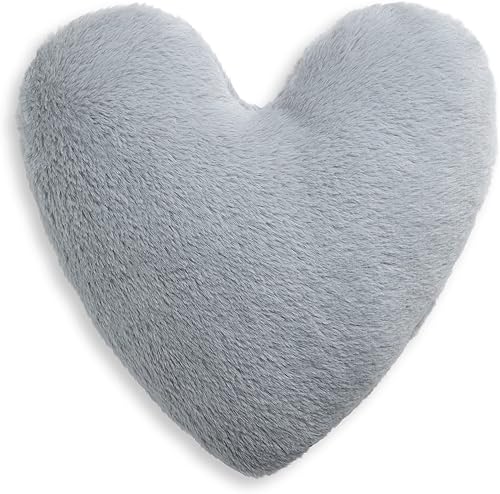 DEMDACO Almohada de regalo de fibra de poliéster gris 10 x 10 con corazón que se calienta relajante