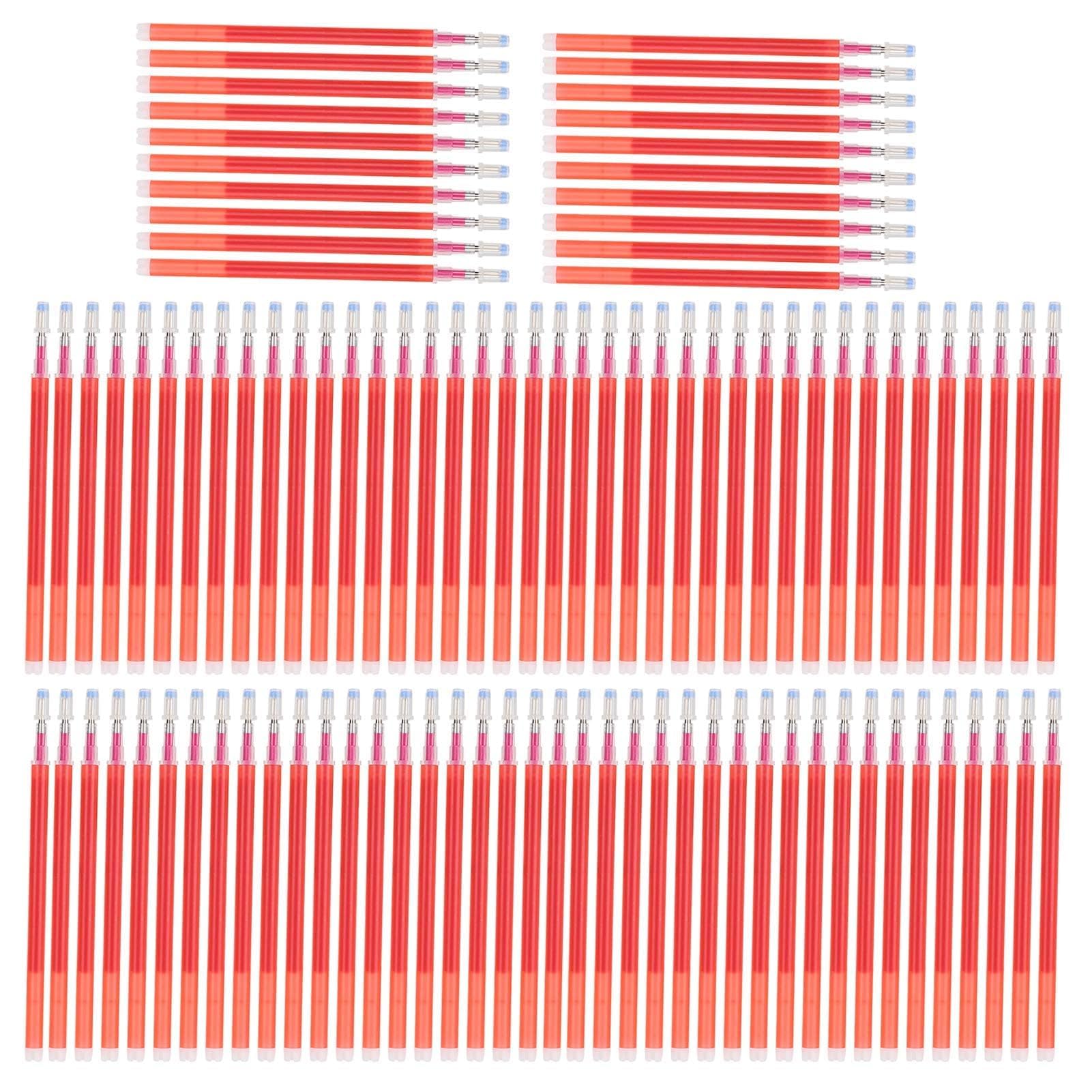 Pssopp 100pcs Heat Erasable Pens Refill Fabric Marking Pens Erasable Fabric Marking Pens Auto-Vanishing Pen Quilting Dressmaking (red)