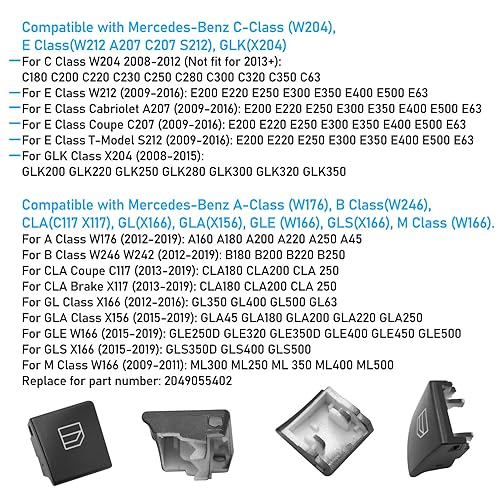 Miniatura 3 de Jaronx para cubiertas de botones del interruptor de ventana de Mercedes Benz, botones de interruptor de control de ventana eléctrica para Mercedes
