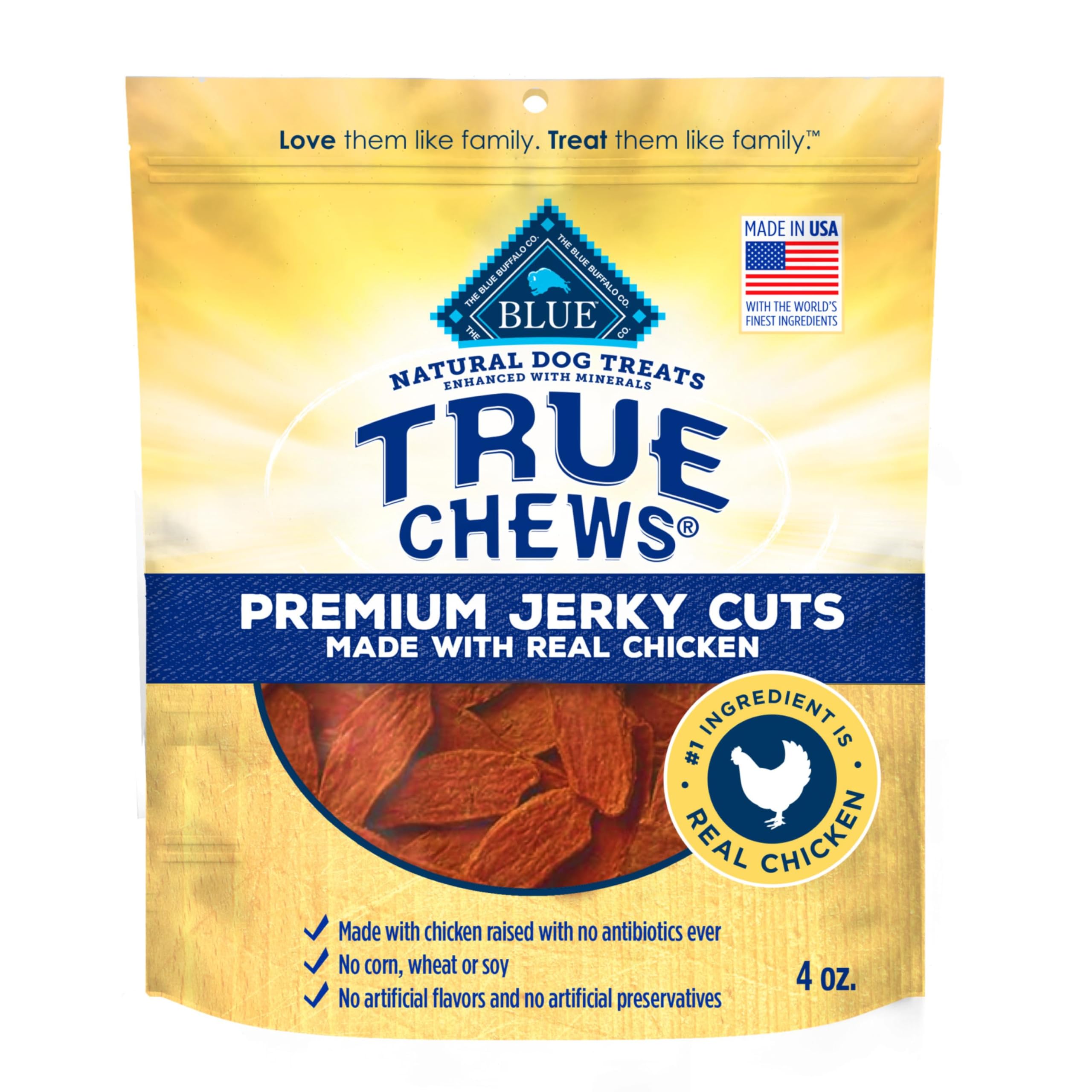 Blue Buffalo True Chews Premium Jerky Cuts Dog Treats with Natural Ingredients Chicken