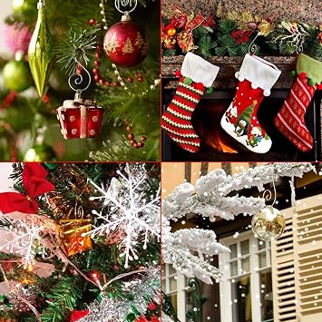 Christmas Ornament Hooks Decorative Iron Wire Hanger S Shape for Christmas Tree Home Decoration 100 Piece (Gold)