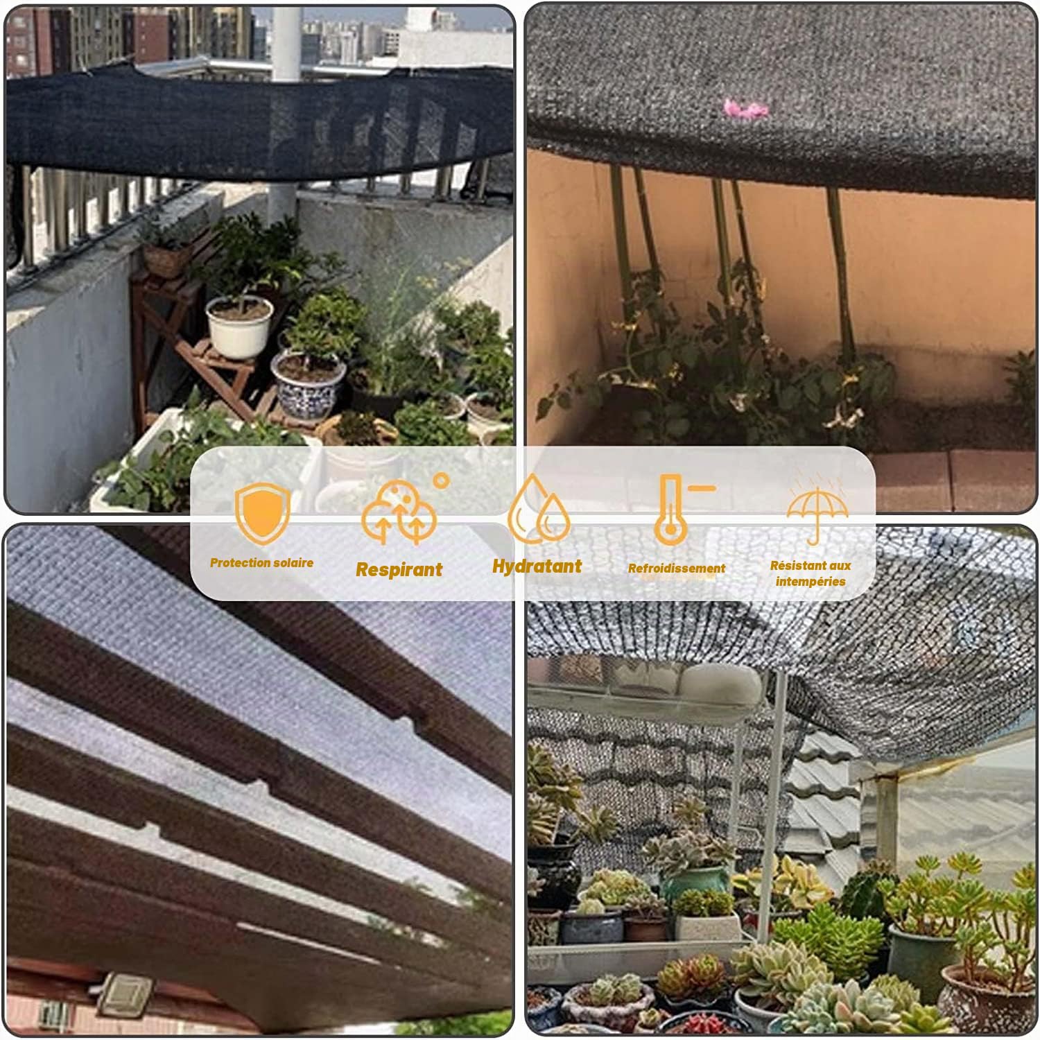 LATERN Couverture de Tissu D'ombre de 55%, 2m x 3m Maille De Jardin Bâche D'ombrage Filet D'ombrage en Pehd Filet Résistant Aux UV pour Couverture de Serre Patio Plante Fleur Poulailler Abri D'auto