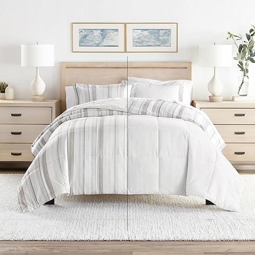 Miniatura 2 de Linen Market Juego de edredón reversible tamaño Queen (3 piezas)  Juego de edredón alternativo de plumón suave y ligero  Incluye tu edredón Queen y