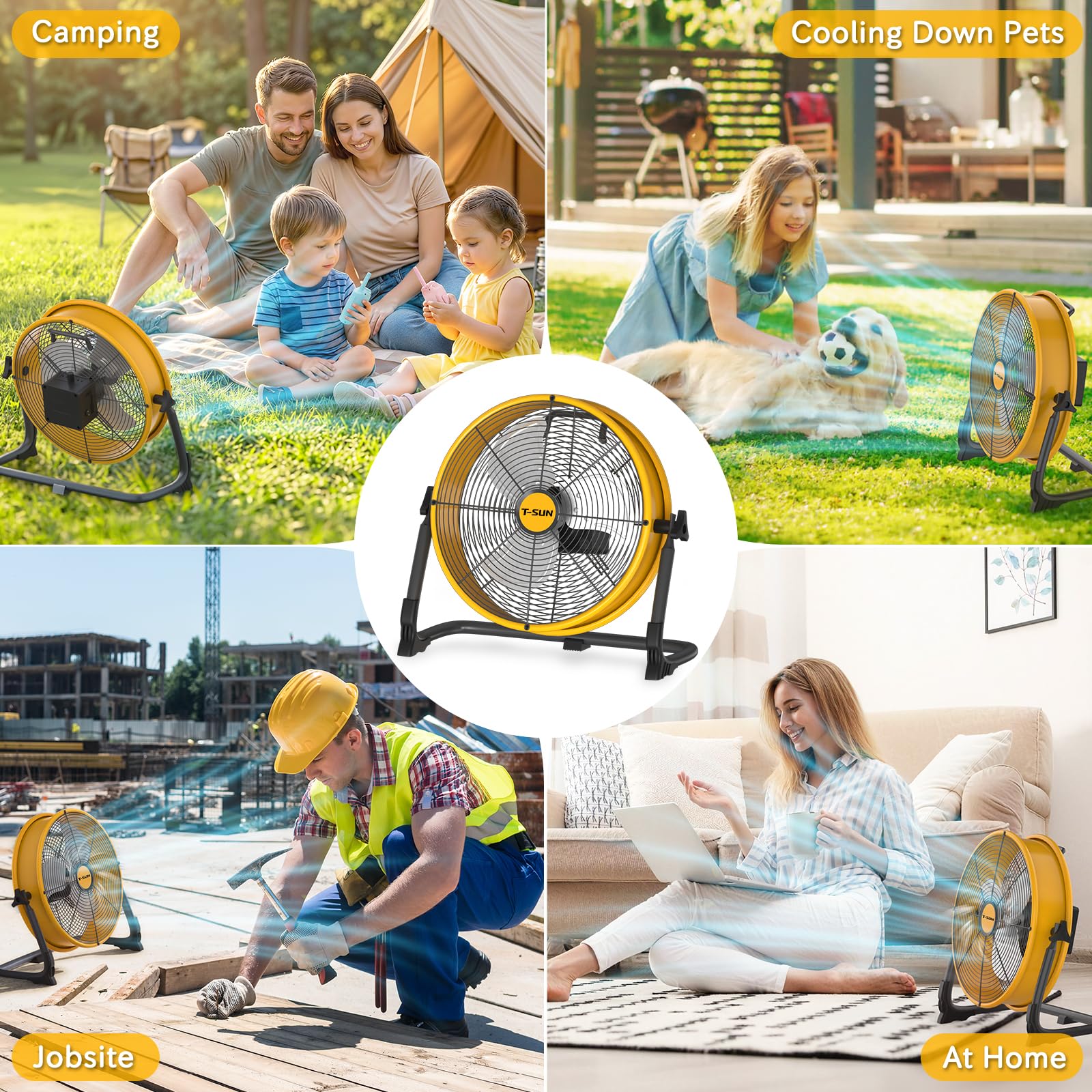 Ventilatore da Pavimento 30cm, 13200mAh Ricaricabile Ventilatore, Ventilatore Industriale Senza Fili, Silenzioso, Regolazione Continua Velocità, Inclinabile 360°, per Casa/Ufficio/Magazzino/Esterno