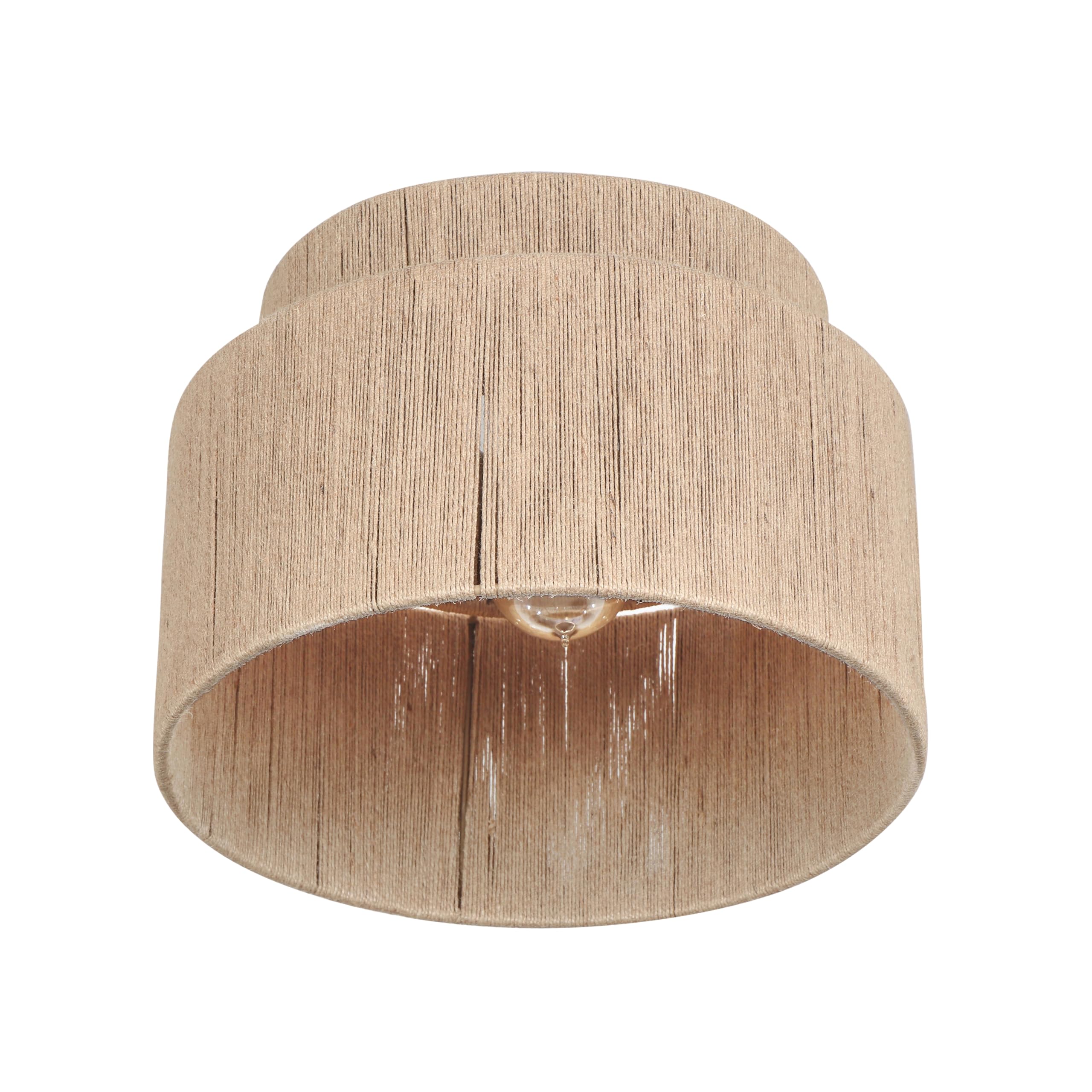 Trio Leuchten Lámpara de techo SMILLA 666800136, metal beige, pantalla de yute natural, exc. 1x E27