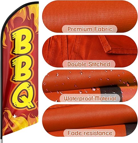 Miniatura 3 de Bandera de plumas para barbacoa, kit de bandera Swooper de 11 pies con estaca para el suelo para negocios, color rojo