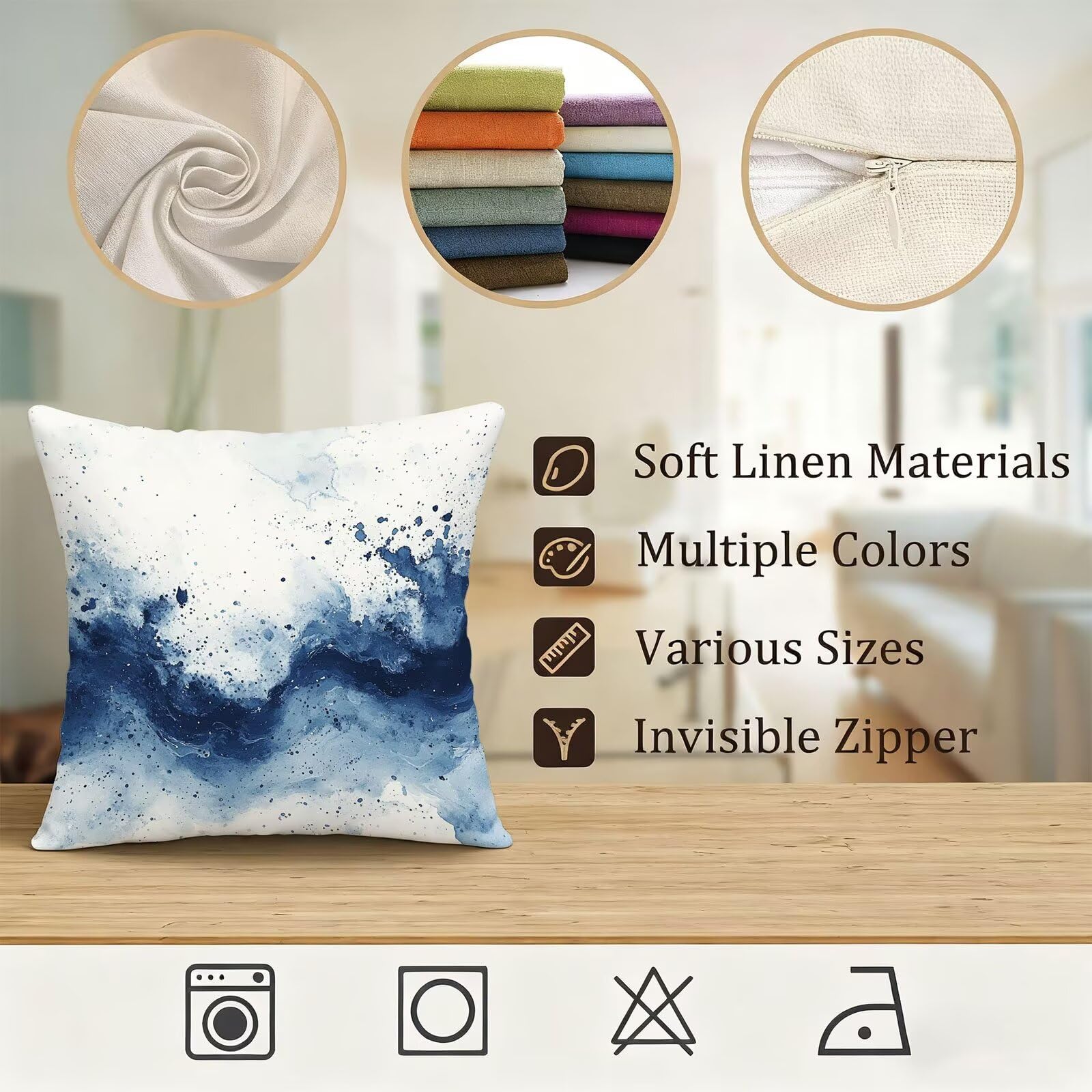 Azul Marino Funda Cojin 60x60 Blanco Funda Almohada 60x60 Cojines Sofa Súper Suave Fundas Cojines Decorativos Fundas Almohadas 4 Piezas Cervicales y Cuello, para Hogar Cama Salon Decoracion E - 725