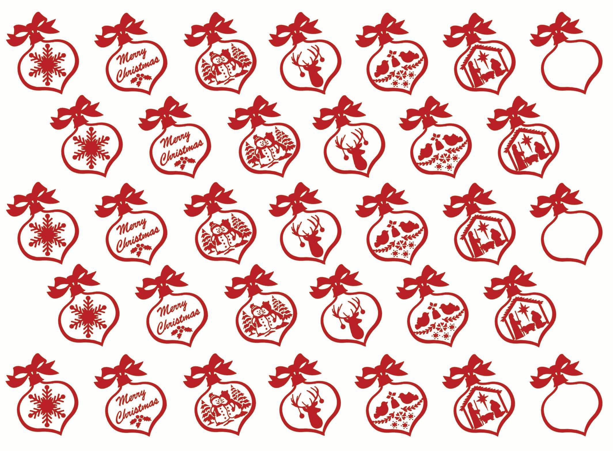 Christmas Ornaments 33 pcs 1 Inch Red Fused Glass Decals