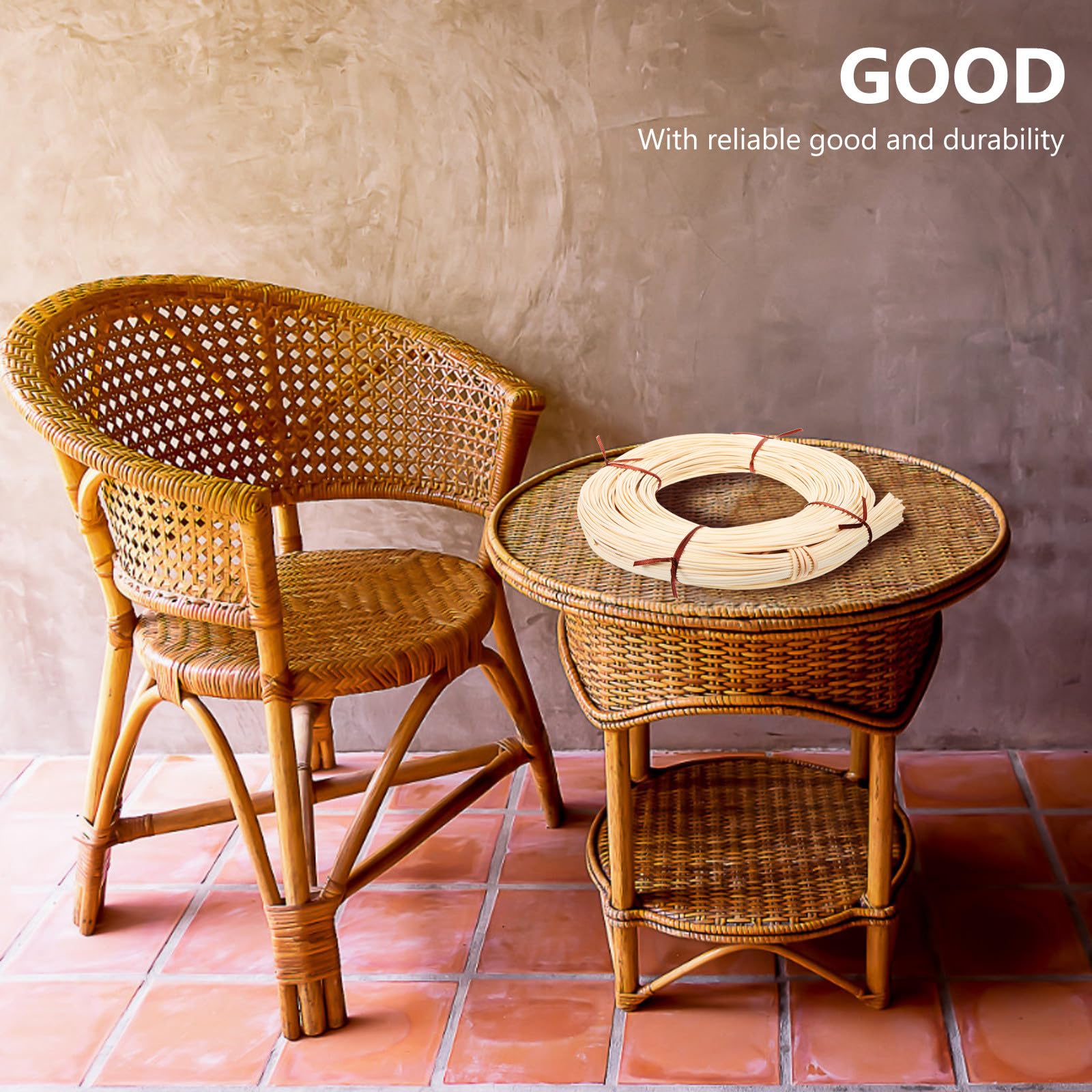 SOLUSTRE Rotolo per Intreccio Fai da Te di Materiale in Rattan Naturale Uso Versatile Adatto per Riparazione di Sedie e Cesti per Restauro Mobili e Artigianato