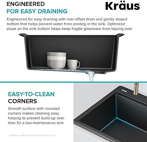 Miniatura 10 de KRAUS Bellucci KGTW12-28MGR - Fregadero de cocina con estación de trabajo, 28 pulgadas, montaje superior, cuenco individual, de granito en gris