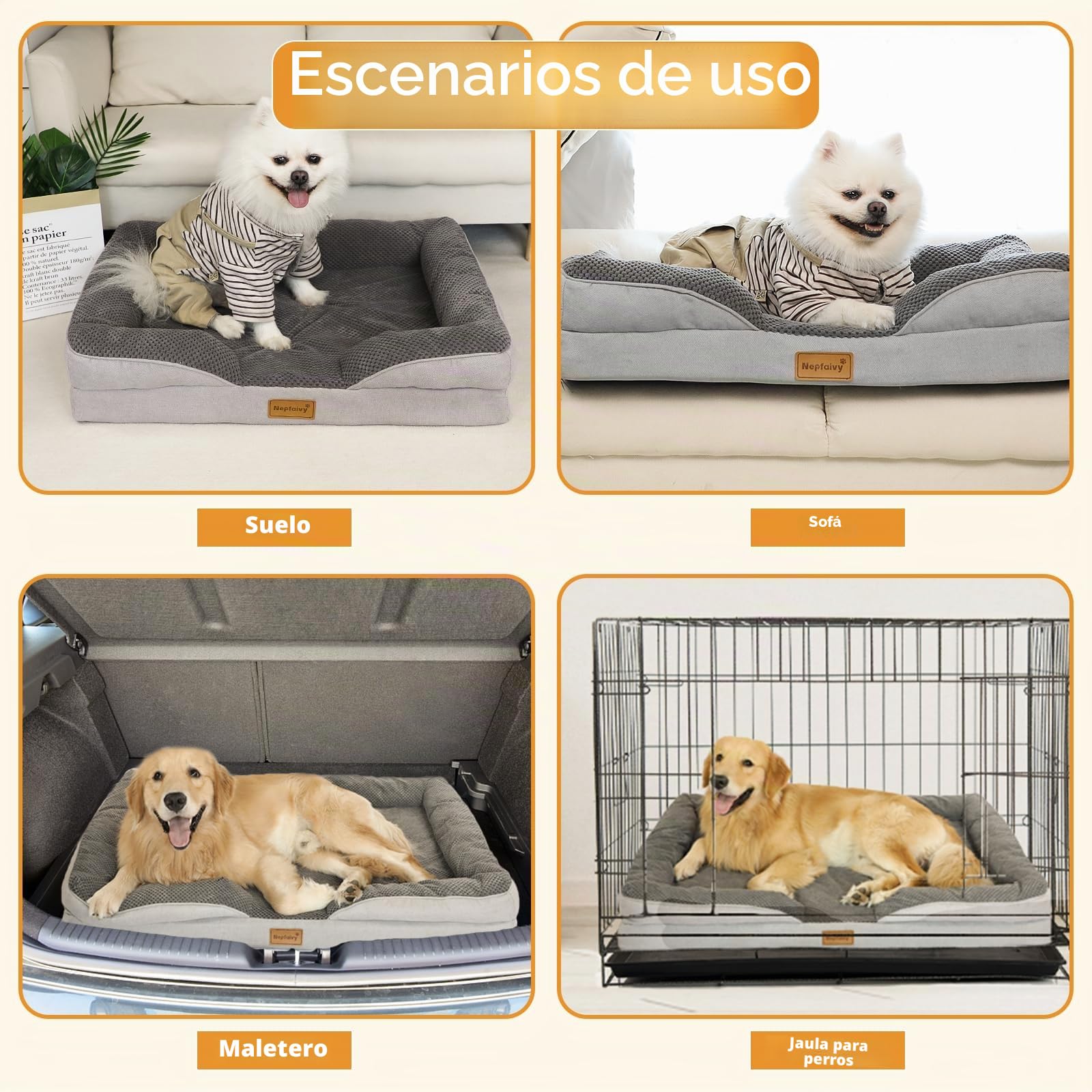 Nepfaivy Cesta Cojín Perro Desenfundable - Alfombrilla Perros Lavable y Antideslizante, Cama para Perros Tamaño Pequeño Ortopédica, 76x55cm, Gris Oscuro