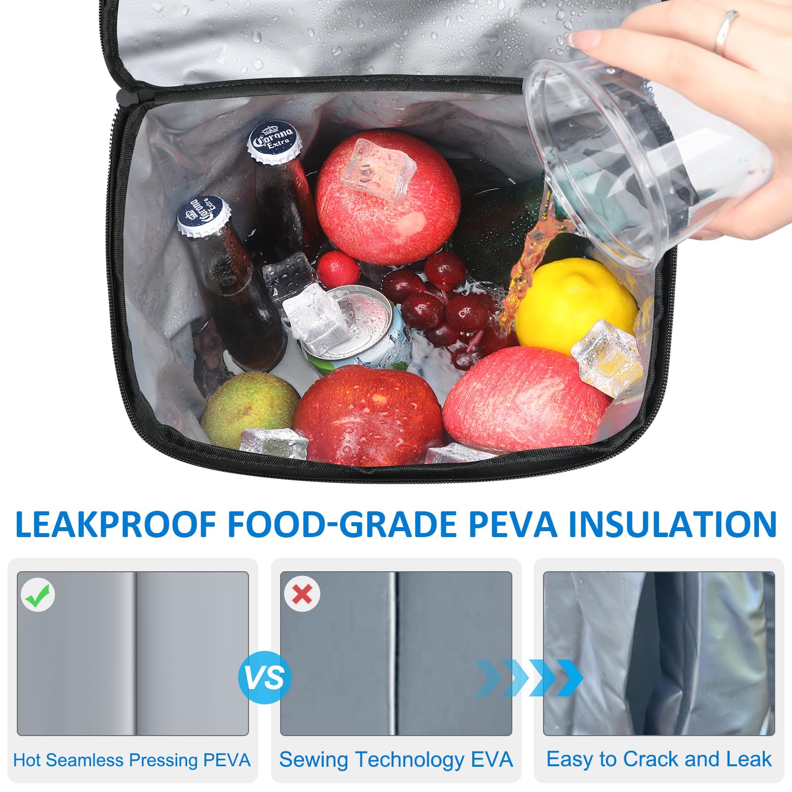 Tenot Cooler Backpack 33 Cans Backpack Coolers Insulated Leak Proof Soft Beach Cooler Bag for Men Women Ice Chest Backpack Camping Hiking Picnic Travel Cooler Lunch Backpack Black