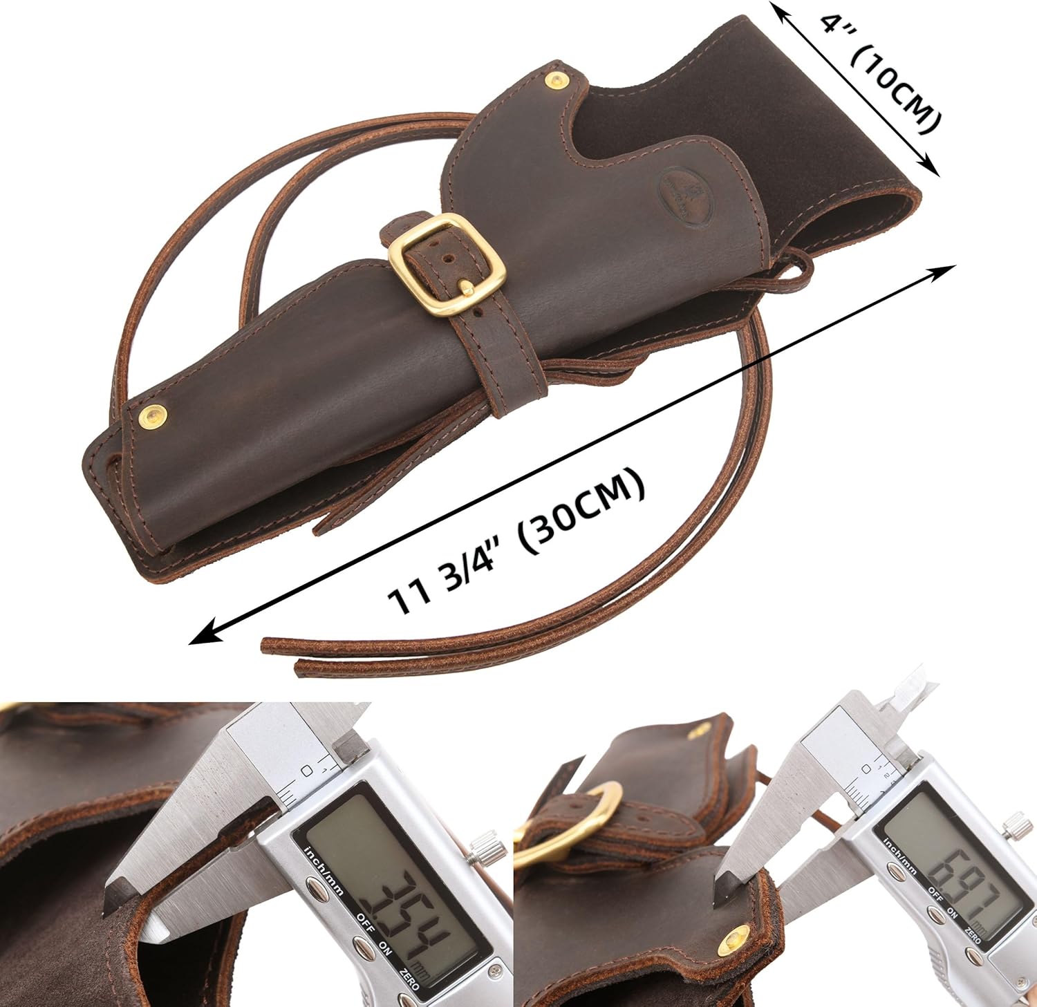WAYNE'S DOG Western Leather Revolver Holster, Cowboy Holsters for Revolvers Ambidextrous Fit 4" to a 6" Barrel