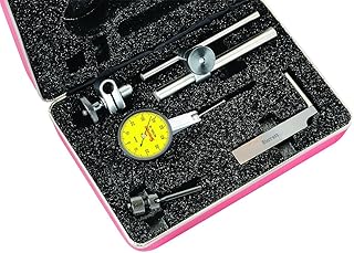 Starrett 708MACZ Dial Test Indicator with Attachments, Dovetail Mount, Yellow Dial, 0-100-0 Reading, 35mm Dial Dia., 0-0.2mm Range, 0.002mm Graduation