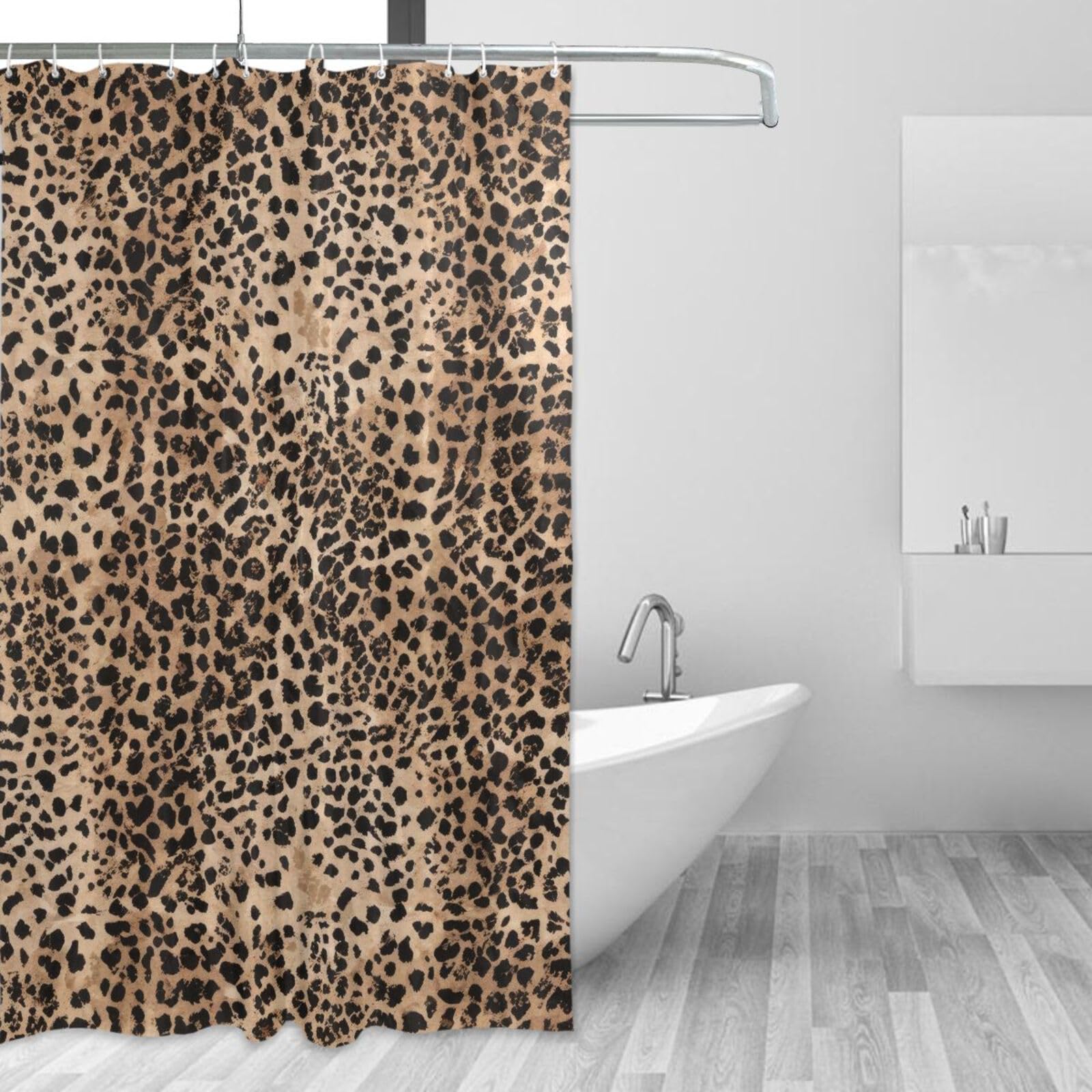 Rideau de douche en tissu imperméable léopard 157 x 183 cm résistant pour baignoire