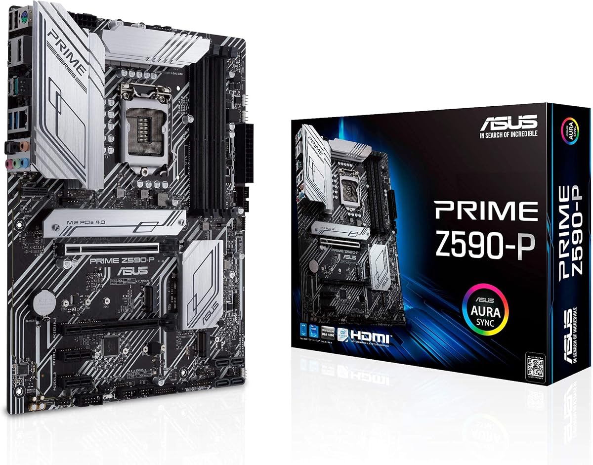 Placa base ASUS Prime Z590-P LGA 1200 (Intel® 11.ª/10.ª generación) ATX (PCIe 4.0, 10+1 etapas de potencia, 3X M.2, LAN de 2,5 Gb, panel frontal USB 3.2 Gen 2 USB Type-C®, compatibilidad con Thunderbolt™ 4)