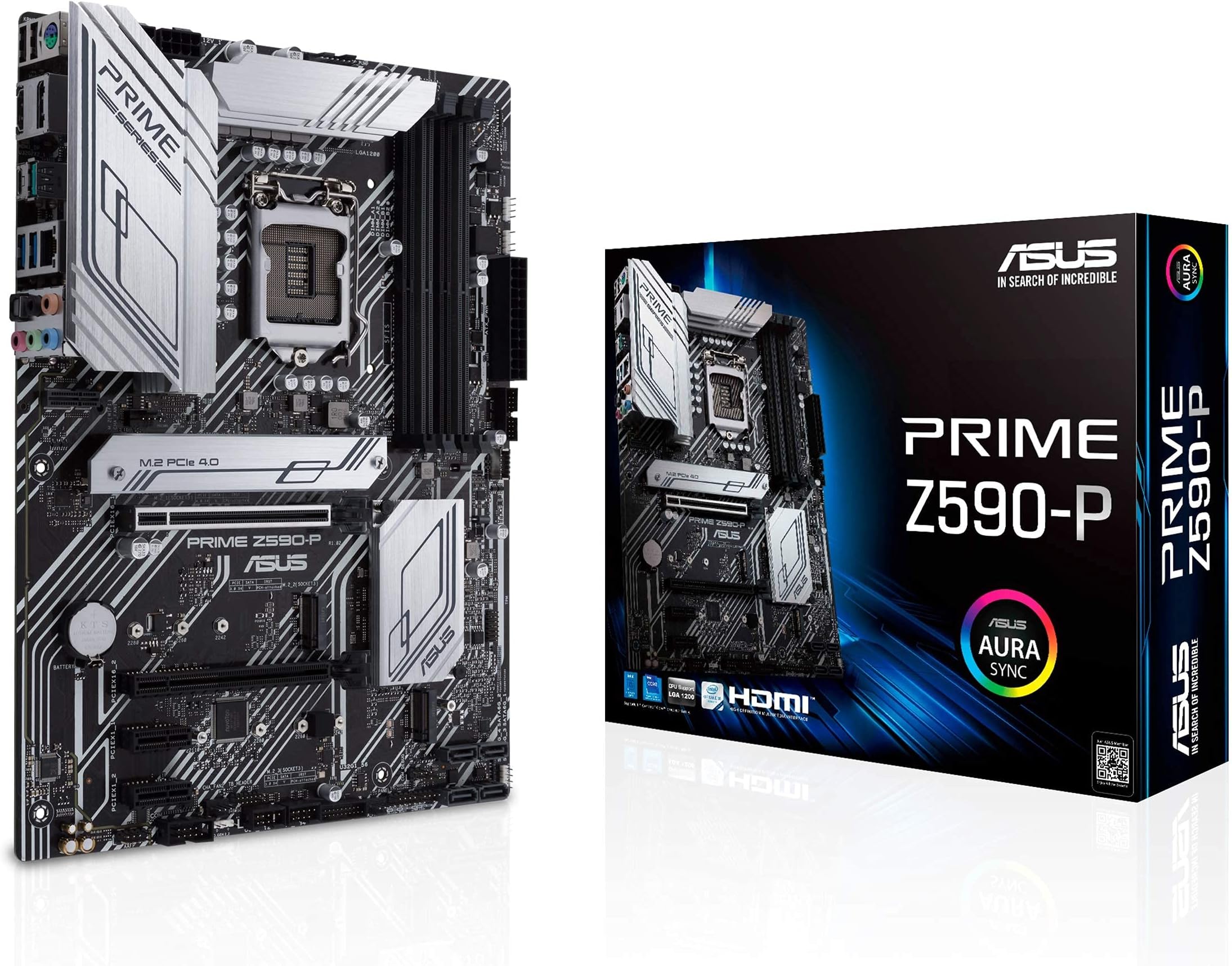 ASUS Prime Z590-P Lga 1200 (Intel 11Th/10Th Gen) Atx Motherboard (Pcie 4.0, 10+1 Power Stages, 3X M.2, 2.5Gb Lan, Front Panel Usb 3.2 Gen 2 Usb Type-C, Thunderbolt 4 Support), ddr_4