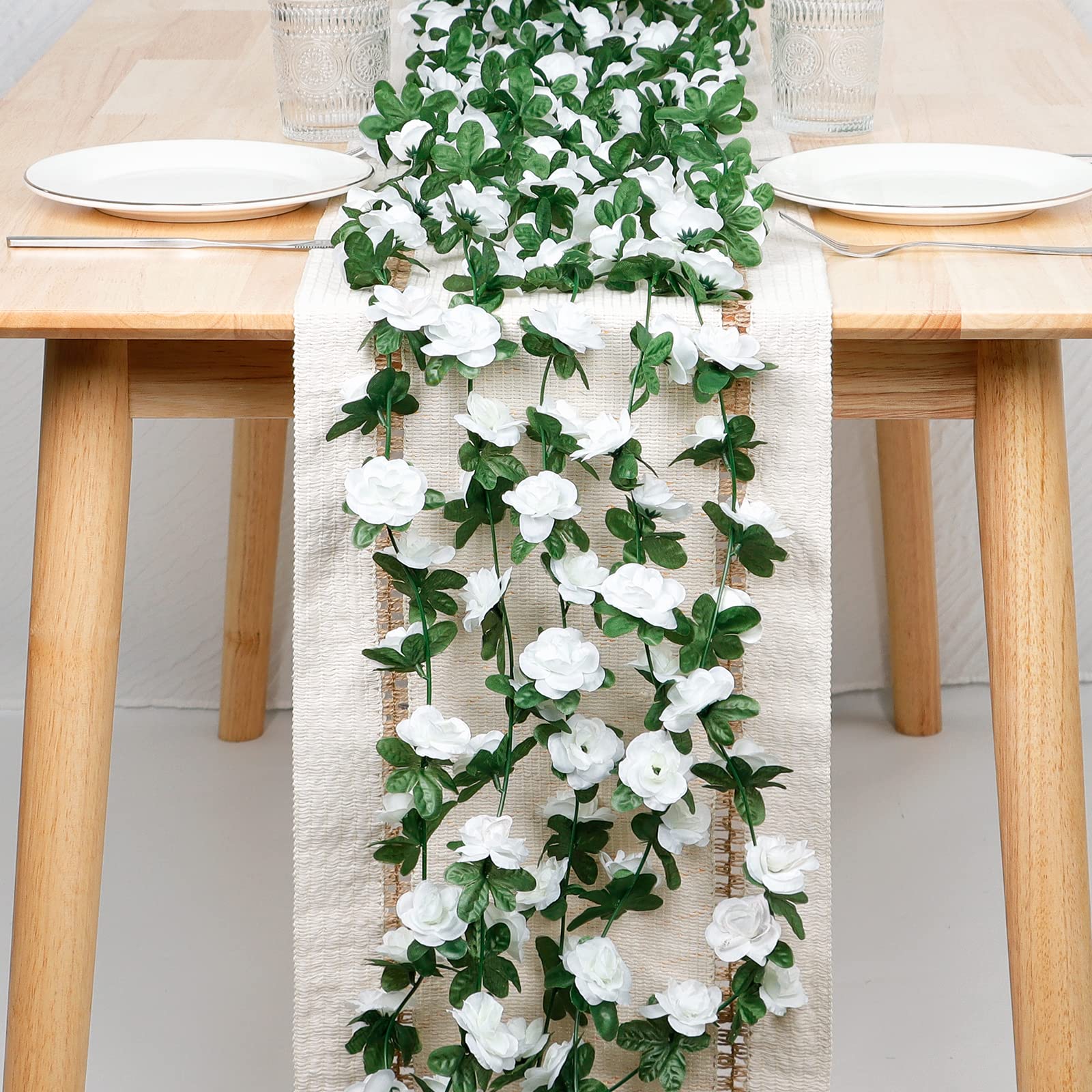 Ghirlande Rose Finte 5 Pezzi 2.45m - Decorazione Esterna Per Matrimoni | Weldomcor - Foto 6