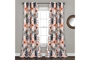 Lush Decor Coral, Gray Floral Blackout Window Curtain