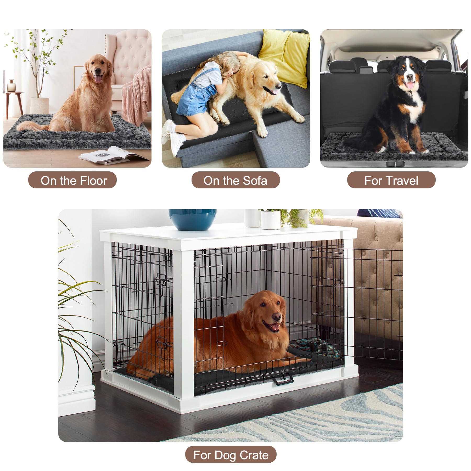 VITONIS Lit Orthopédique pour Chien 2 Pièces Taille XL 104x68 cm, Coussin en Polaire Chaud et Antidérapant, Couverture de Chien Lavable