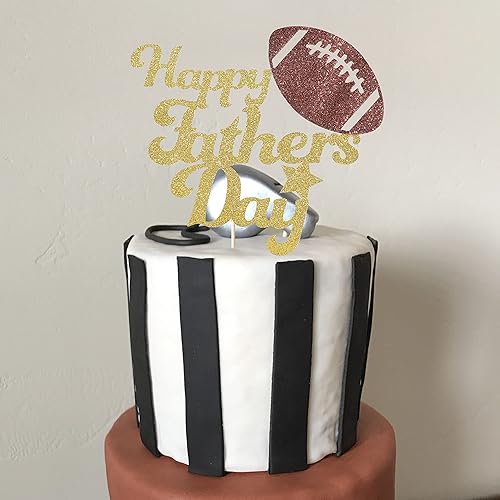 Miniatura 5 de Decoración para pastel del día del padre, decoración para pastel de cumpleaños de rugby, bandera para pastel de fútbol, suministros de decoración