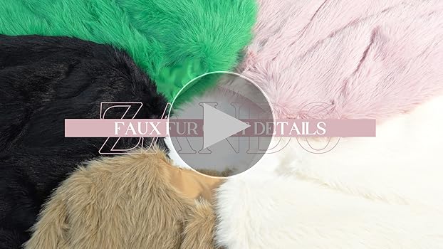 ジャケット・アウター Convertible Faux Fur Tippet Coat Exaggerated Long Sleeve Spread Collar Bubble Cropped Faux