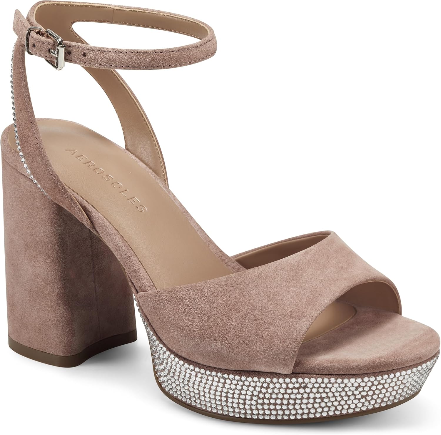 Aerosoles Women's CAT Heeled Sandal, Natural Suede, 10.5