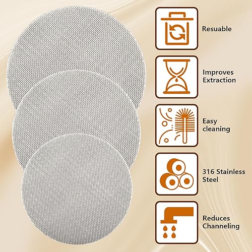 Miniatura 3 de STPCTOU Pantalla de disco espresso de 2.303 in, 0.067 in de grosor 150 m, filtro de café reutilizable, 361 de acero inoxidable profesional barista