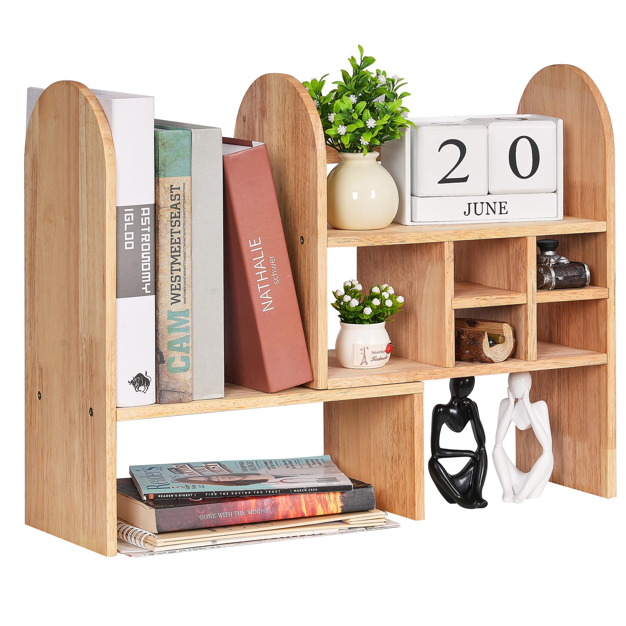 Adjustable Wood Display Shelf for Bedroom, Living Room, and Home Office