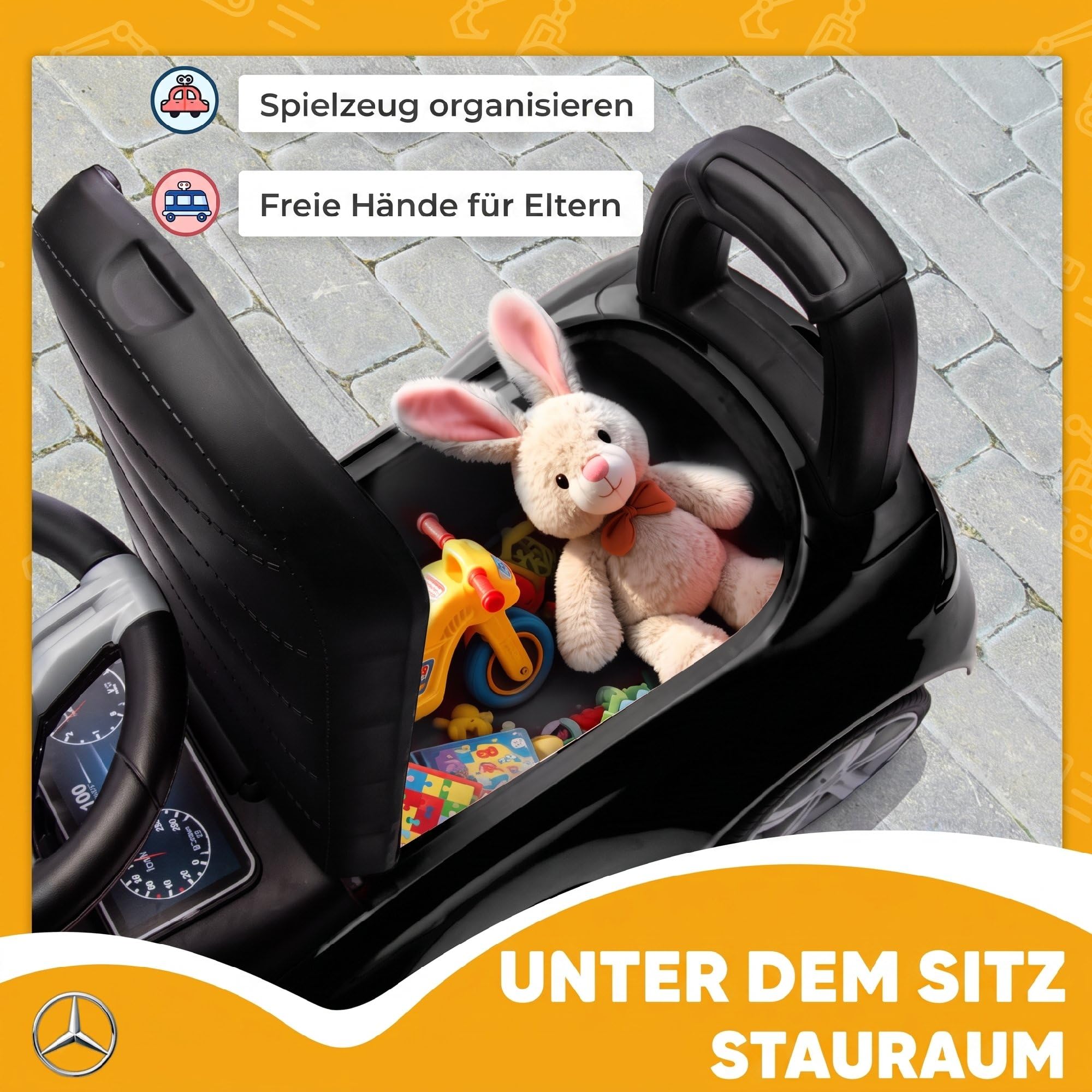 AIYAPLAY Mercedes-Benz C-Class auto jezdne dla dzieci 18-36 mies. Czarny