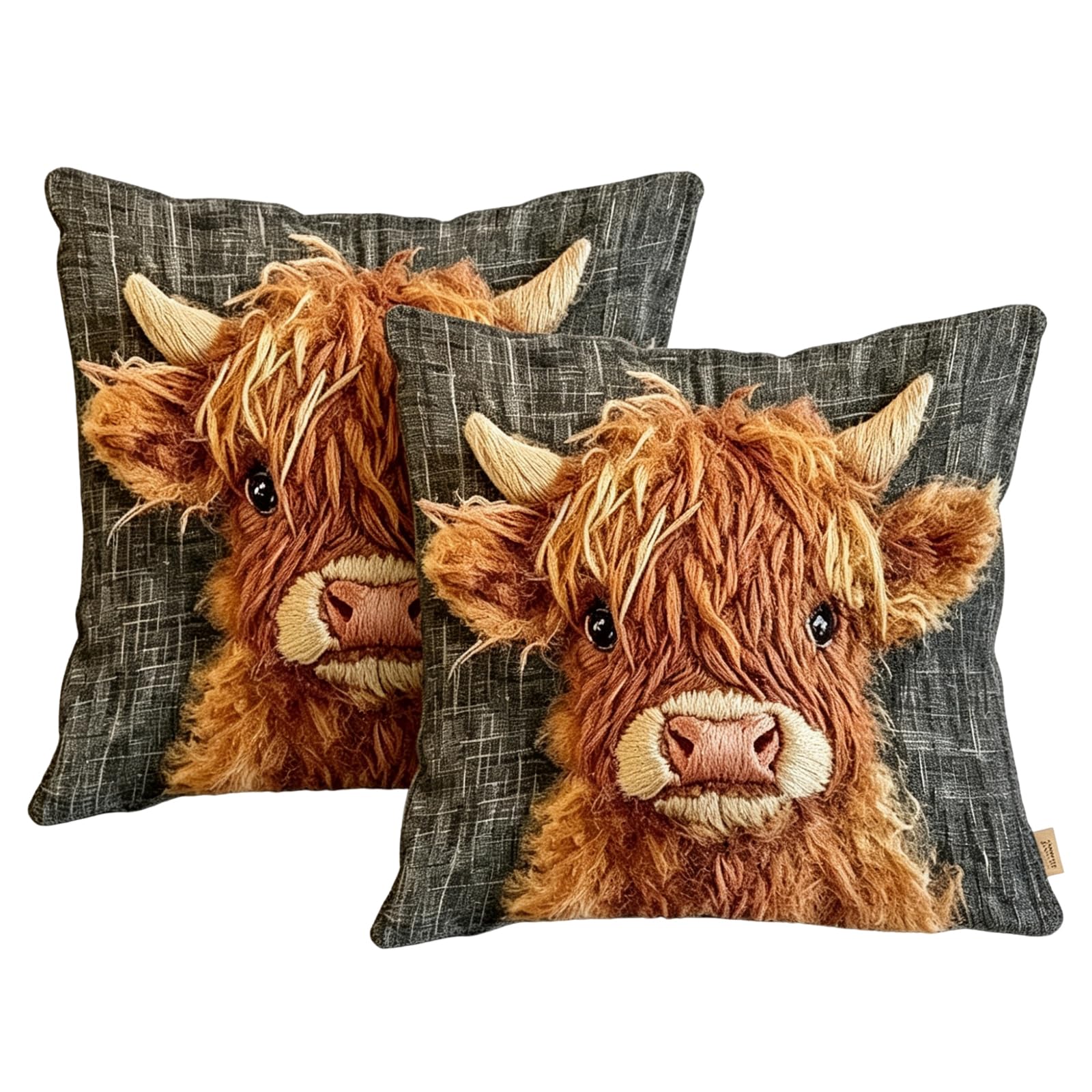 ZPSCXQ 2 PCS Highland Cow Pillowcase, Farmhouse Style Animal Theme Decor, Soft Cushion Covers for Sofa and Office, Highland Cow Throw and Bedding Accents, 45x45 cm Square Pillow Cases