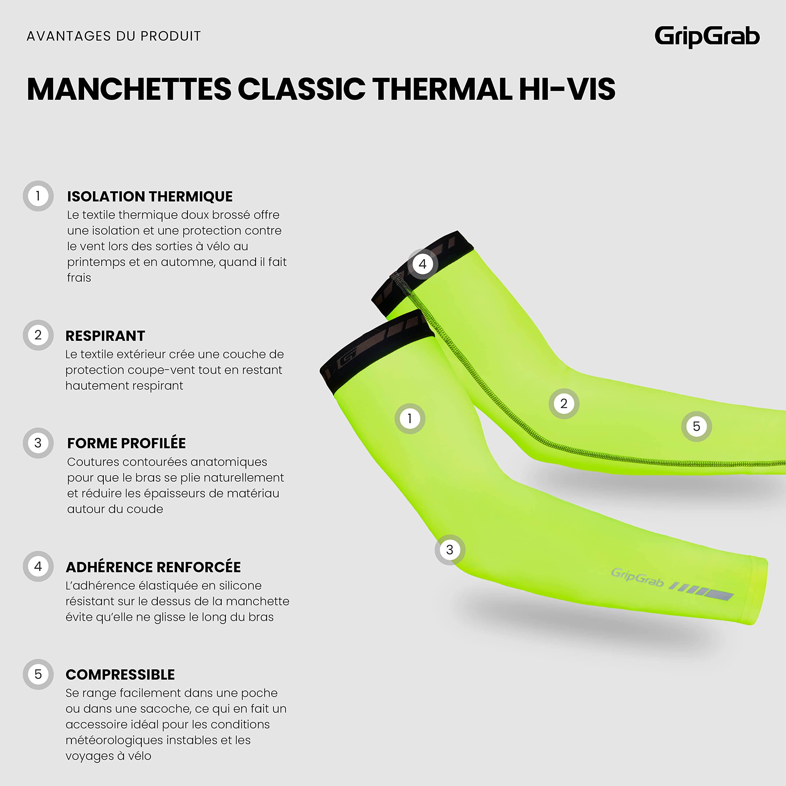 GripGrab Gripgrab Classic Manchettes Hiver Vélo Antidérapantes Thermo Cyclisme Course Gravel Vtt Manchettes Manchettes Mixte (lot de 1)