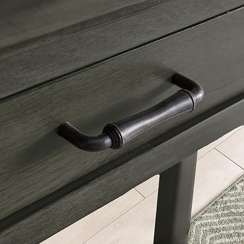 Miniatura 6 de Leick Home 10127-GR - Consola tradicional con borde de bandeja con estante, color gris ahumado lavado