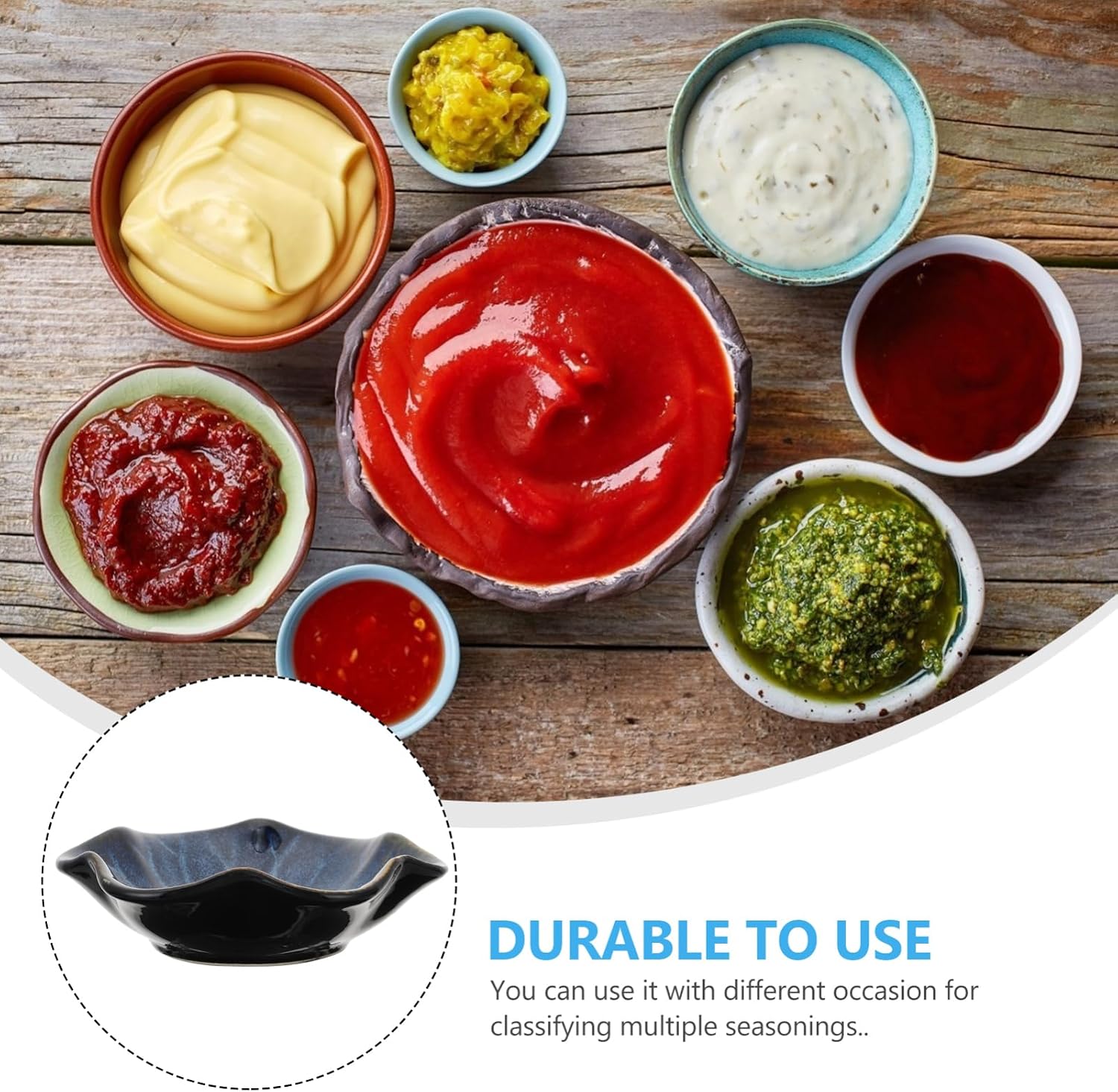Amosfun 3pcs Quality Sauce Dishes Seasoning and Side Dish Bowls Ceramic Dipping Trays for