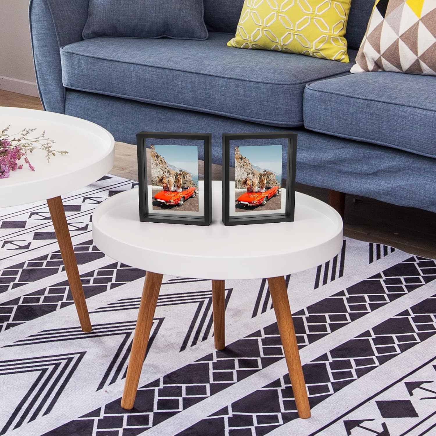 N/A+ Trwcrt 2 Pack 5x7 Floating Picture Frame, Double Glass Picture Frames Display up to 7 x 9 photos for Desktop or Wall Hanging, Black