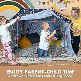 Tiny Land Fort Building Kit Creative Fort Indoor Outdoor for 5,6,7,8 Years Old Boys and Girls STEM Building Toys with Storage Bag DIY Castles Tunnels with 86 Rods and 44 Balls