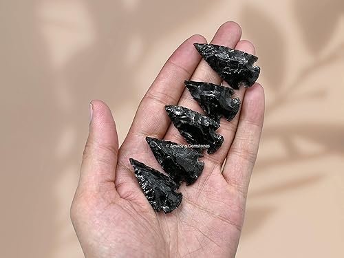 Miniatura 5 de 5 puntas de flecha de obsidiana negra cristal natural y piedra curativa punta de flecha de pedernal puntas de flecha de 1 a 15 pulgadas para