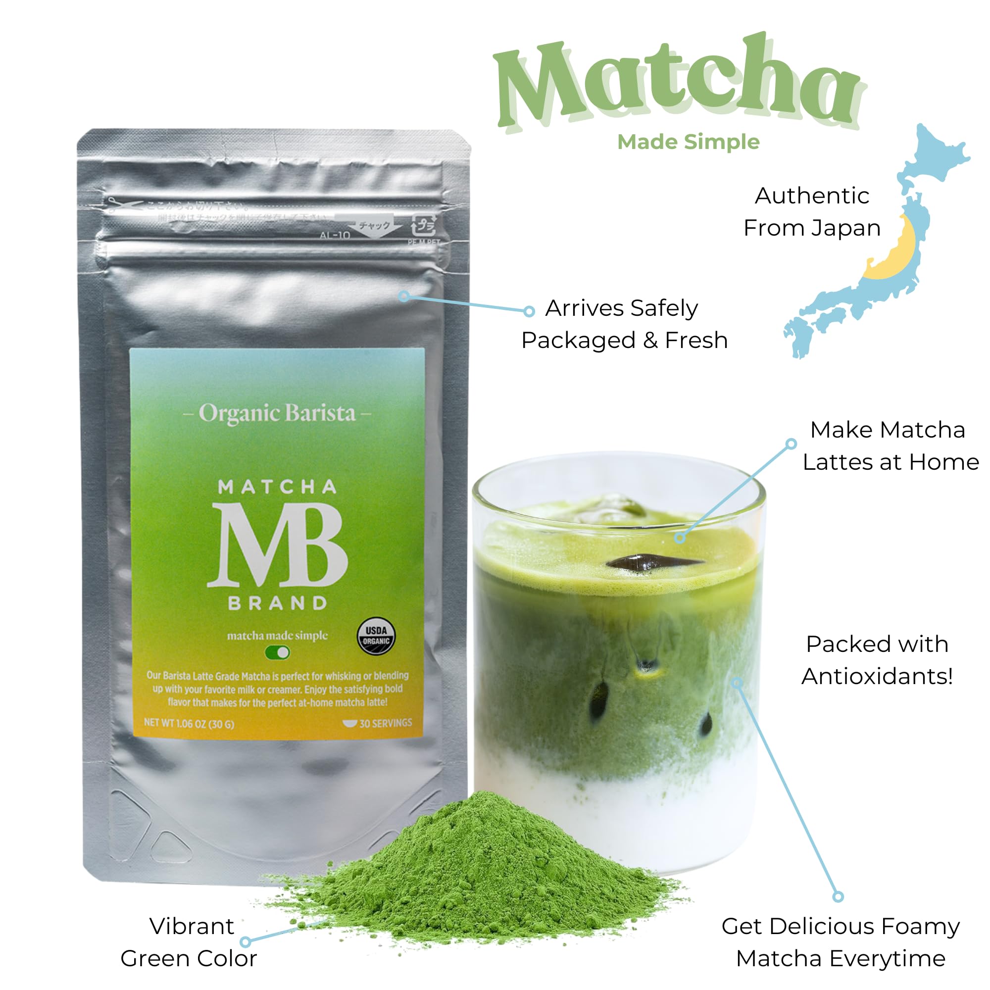 Matcha Brand Barista Grade Organic Matcha Powder - Crafted for Daily Cafe-Quality Tea Lattes - Authentic Japanese Green — view 2