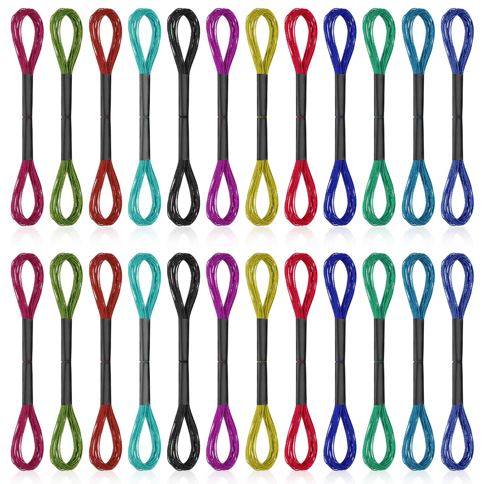 Embroidery Thread, 24 Pcs Metallic Embroidery Floss Friendship Bracelet String, Multicolor Needlework Supplies Cross Stitch Thread Accessories Rainbow Embroidery String for DIY Sewing Crafts Making