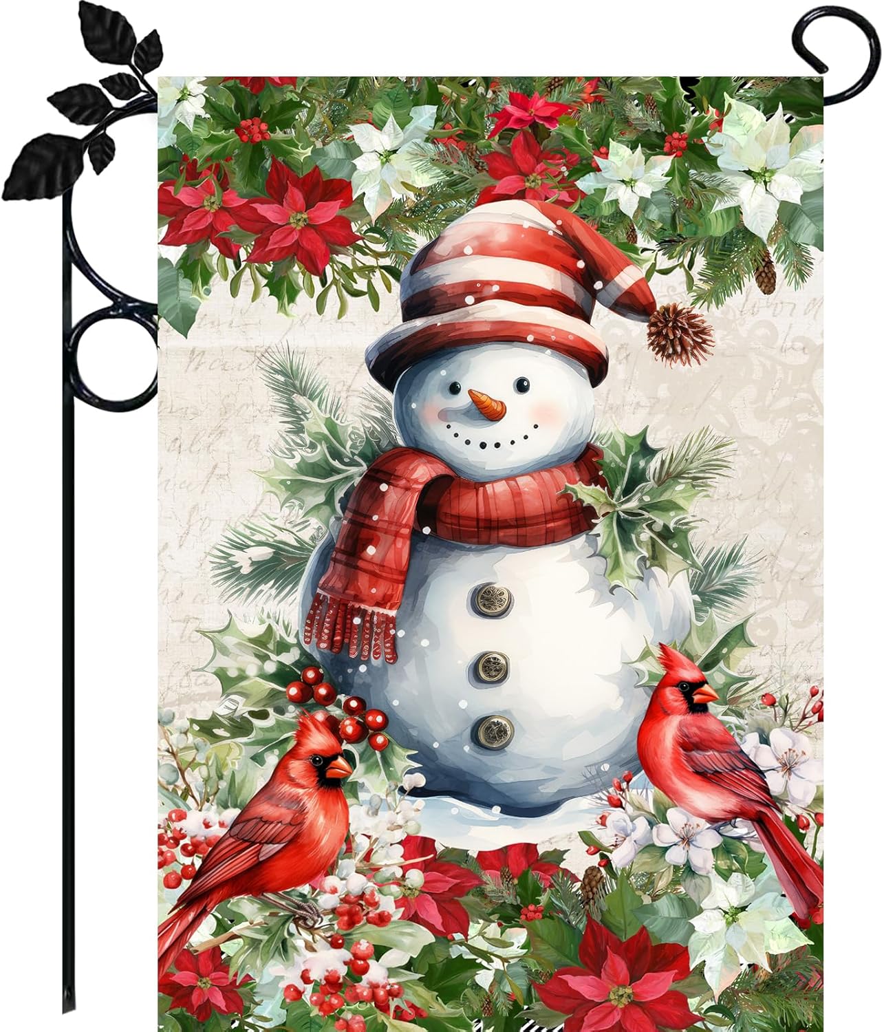Christmas Garden Flag, Snowman with Scarf Winter Garden