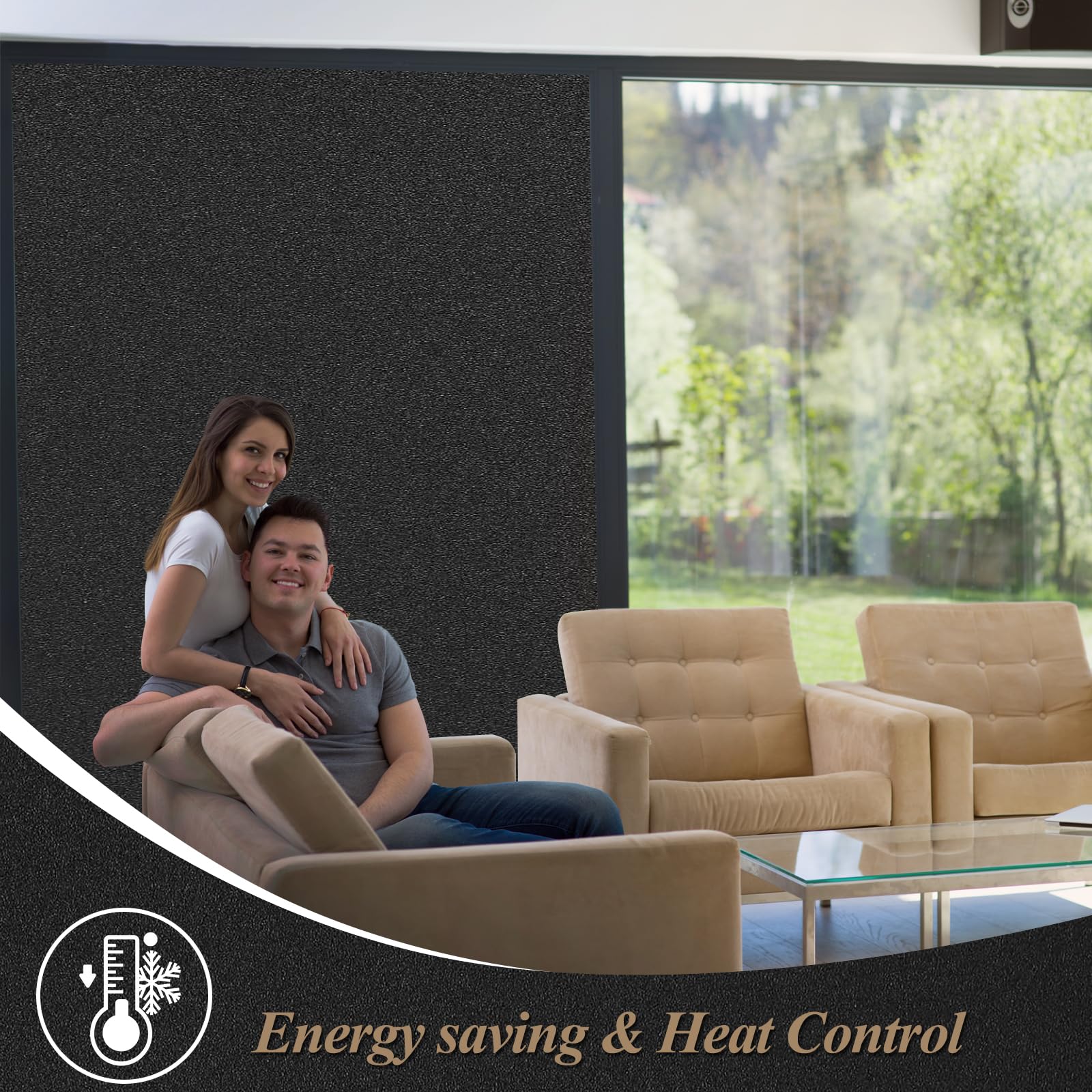 Película de privacidad total opaca para ventana, película opaca con control de calor, bloqueo solar, película estática para ventanas, cubierta opaca, tinte extraíble para la casa