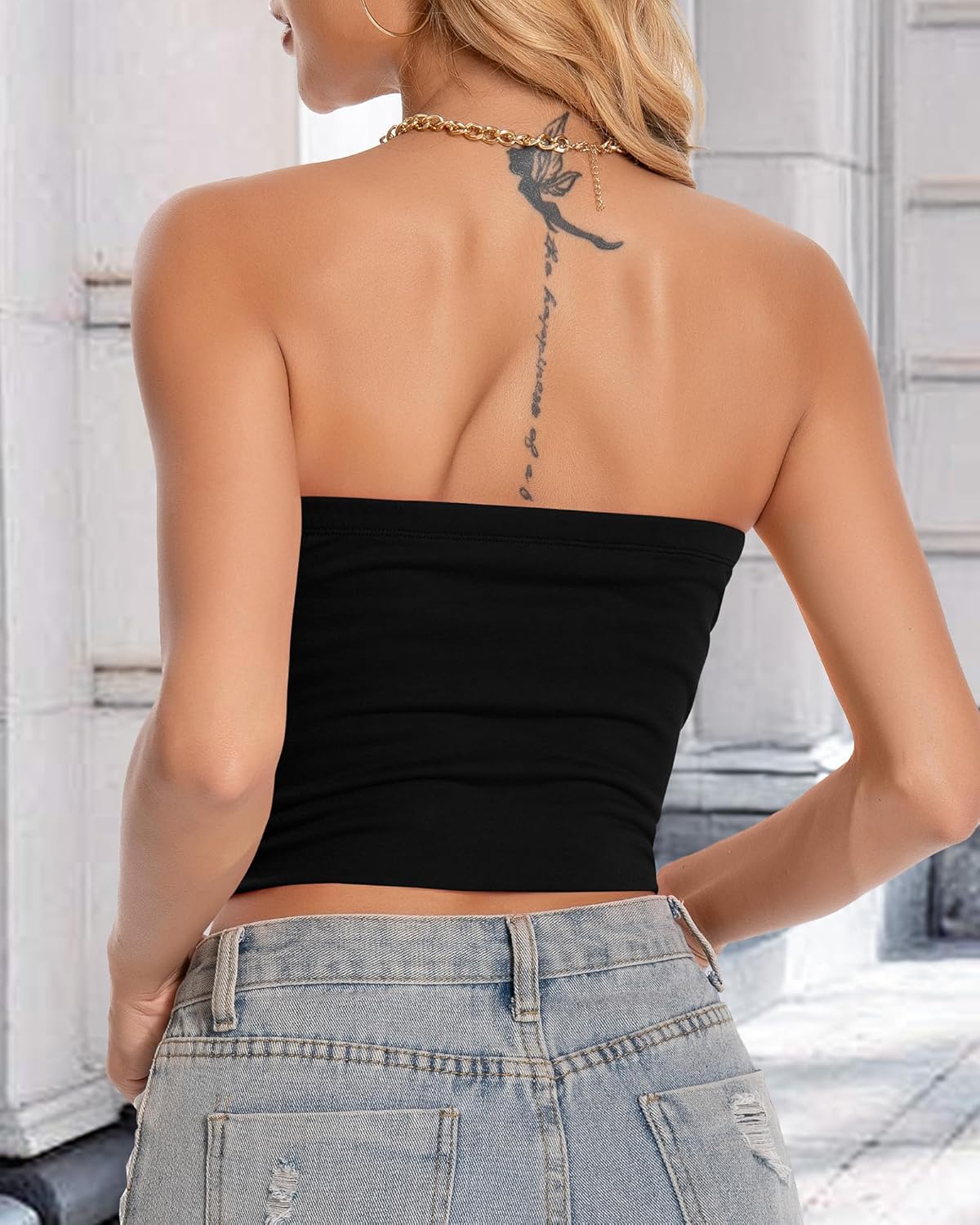 Tube Top for Women Strapless Slim Fit Crop Tops Y2K Going Out Bandeau Shirts Summer Outfits - Image 5