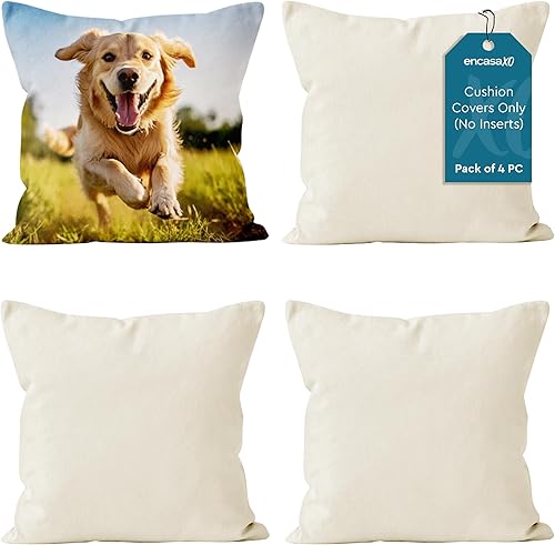 Miniatura 10 de Encasa Homes - Fundas de almohada solo (sin relleno) (16 x 16)  Sublimación en blanco paquete de 4 piezas con cremallera invisible  Fundas de cojín