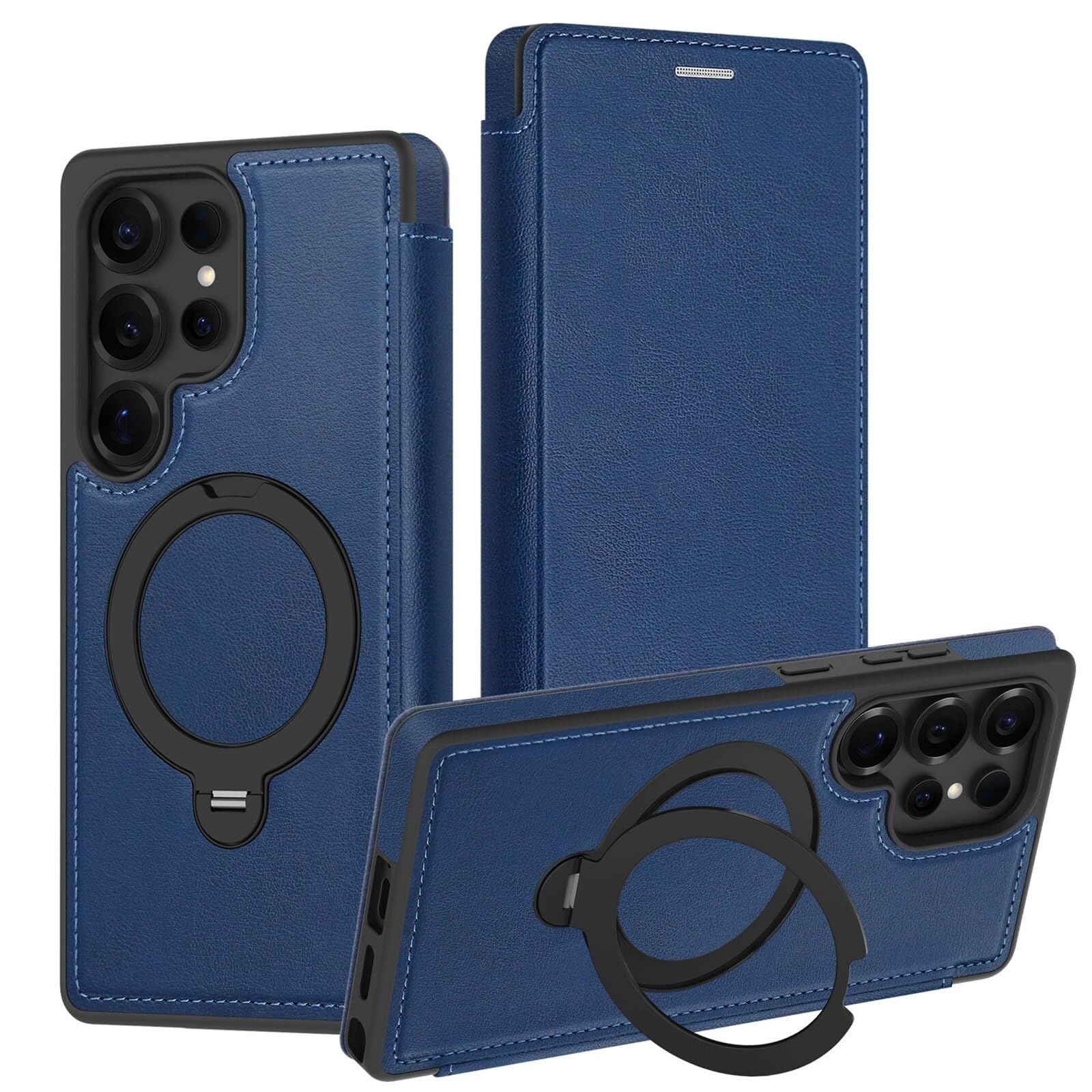Coque Samsung S26 Ultra portefeuille antichoc aimantée bleu avec rabat