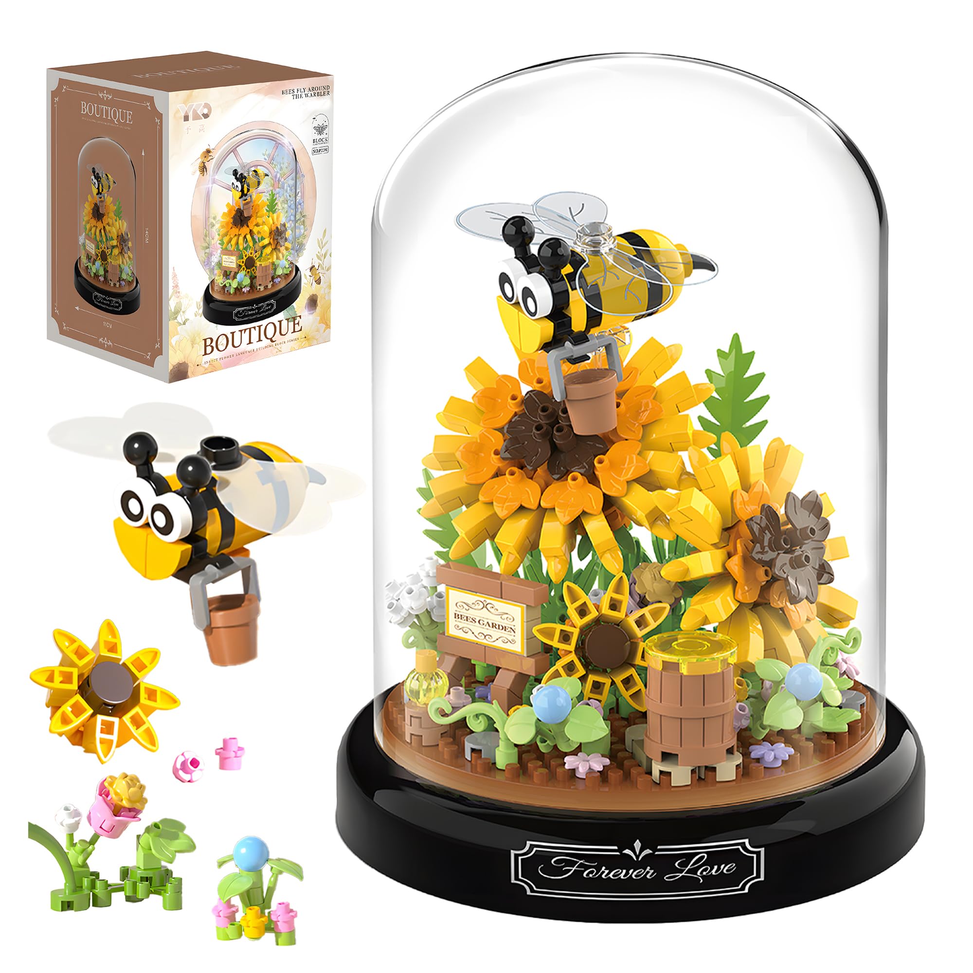 Amazon.com: HI-REEKE Sunflower Bee Bouquet Building Block Set