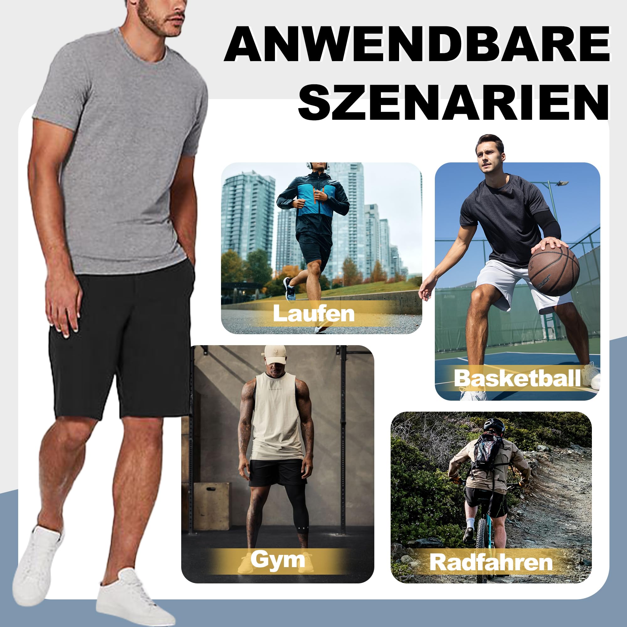 Pantalones cortos de deporte para hombre, paquete de 3 unidades, con bolsillos, cordón, verano