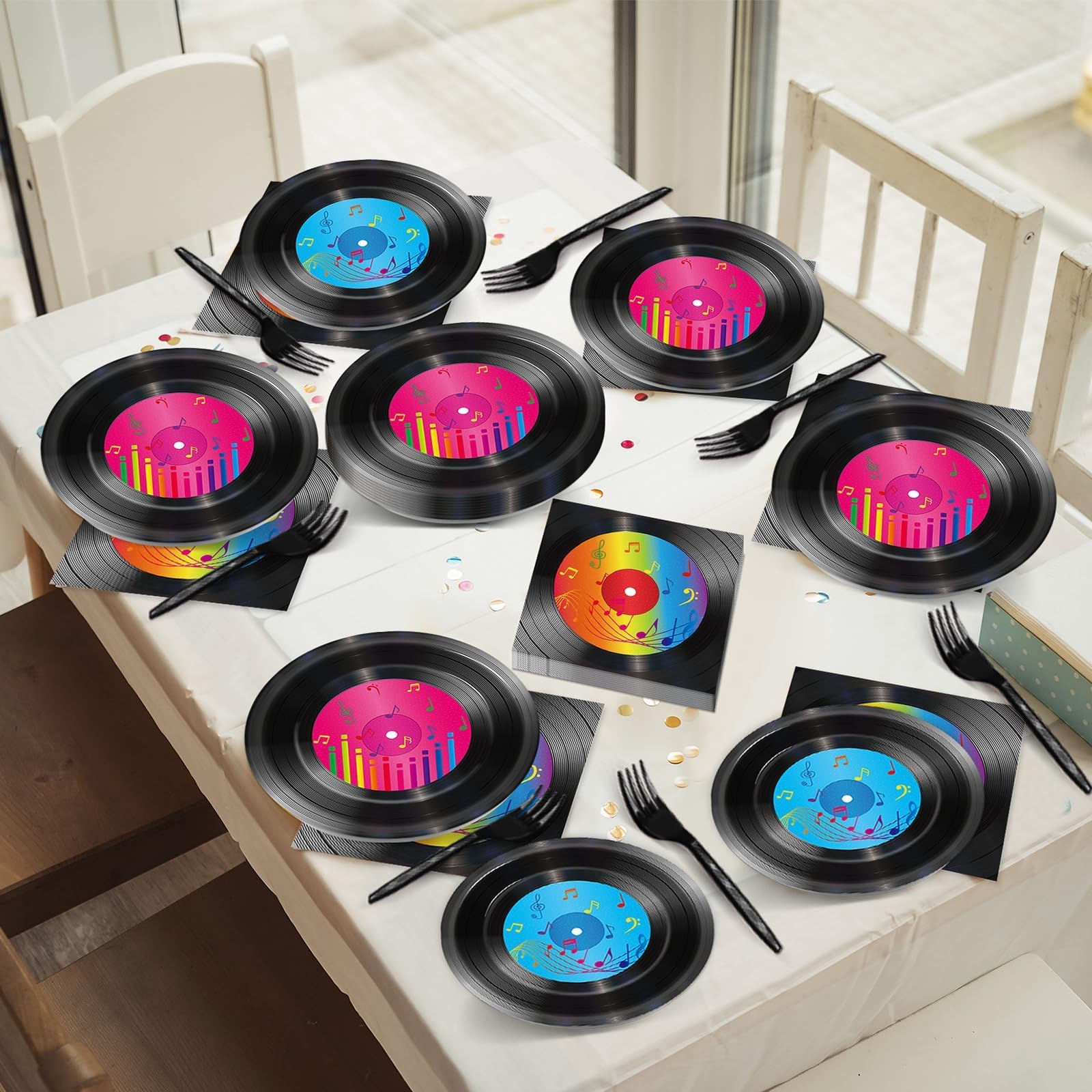 Snapklik.com : 200 PCS Vinyl Record Tableware Disposable For 1950s Rock ...
