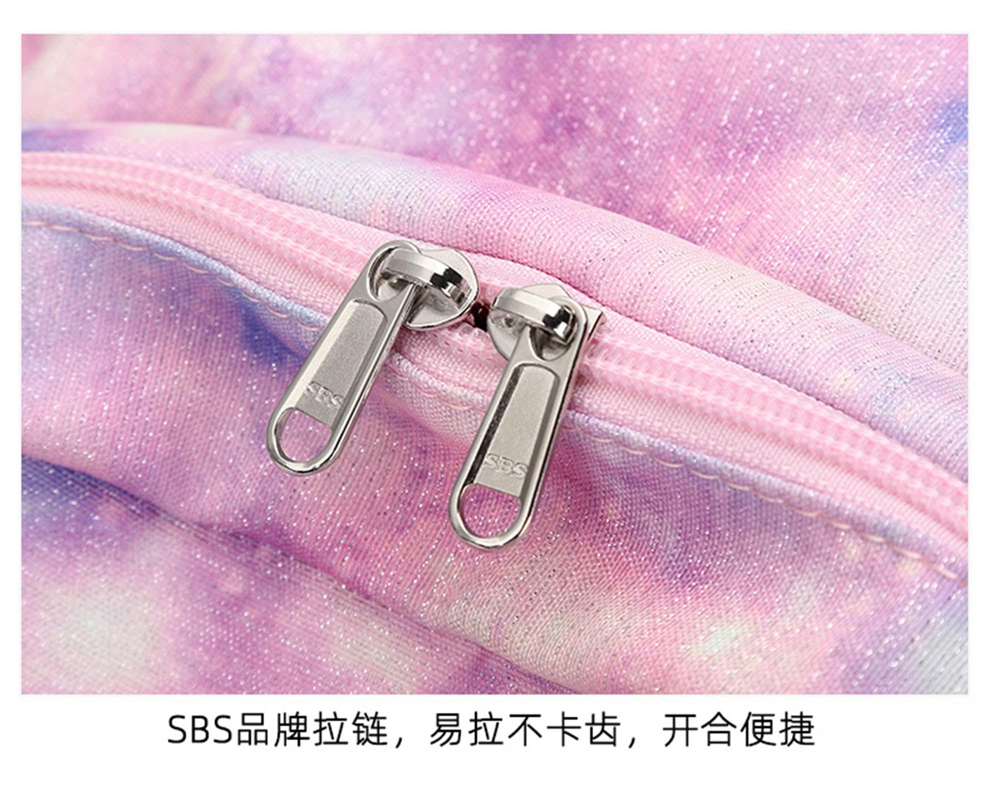 Zaino Zaino Tre Pezzi Set per Ragazze con Stampa Graffiti Cielo Stellato, Zaino Studente della Scuola Elementare, Zaino Leggero-Viola Splendente