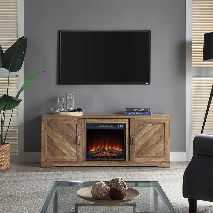 Buy BELLEZE Modern 58 Inch Farmhouse Electric Fireplace TV Stand